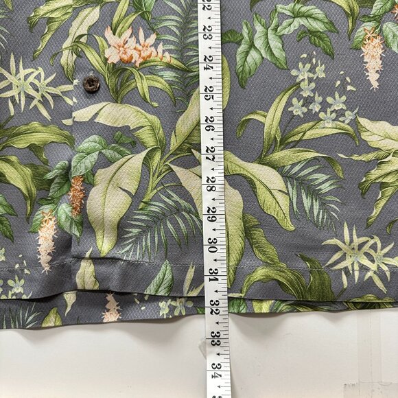 Tommy Bahama 100% Silk Gray Botanical Shirt L - Picture 7 of 8